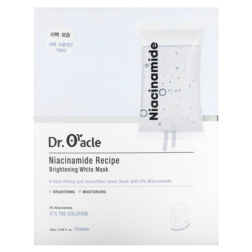 Dr. Oracle, Niacinamide Recipe, белая осветляющая маска, 10 шт., 25 мл (0,84 жидк. унц.)