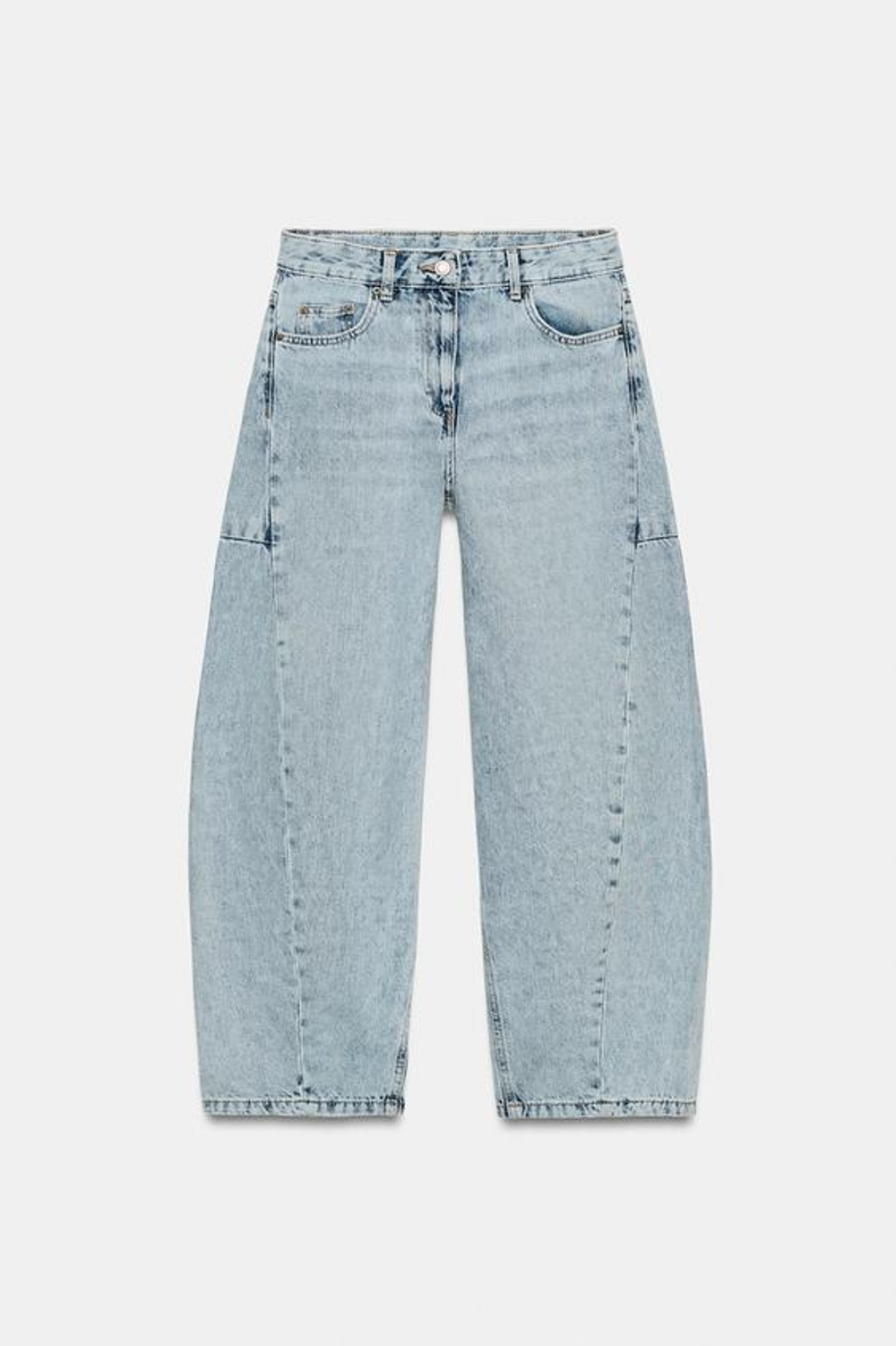 ZARA ДЖИНСЫ ZW COLLECTION ANKLE BALLOON СО СРЕДНЕЙ ПОСАДКОЙ, ГОЛУБОЙ