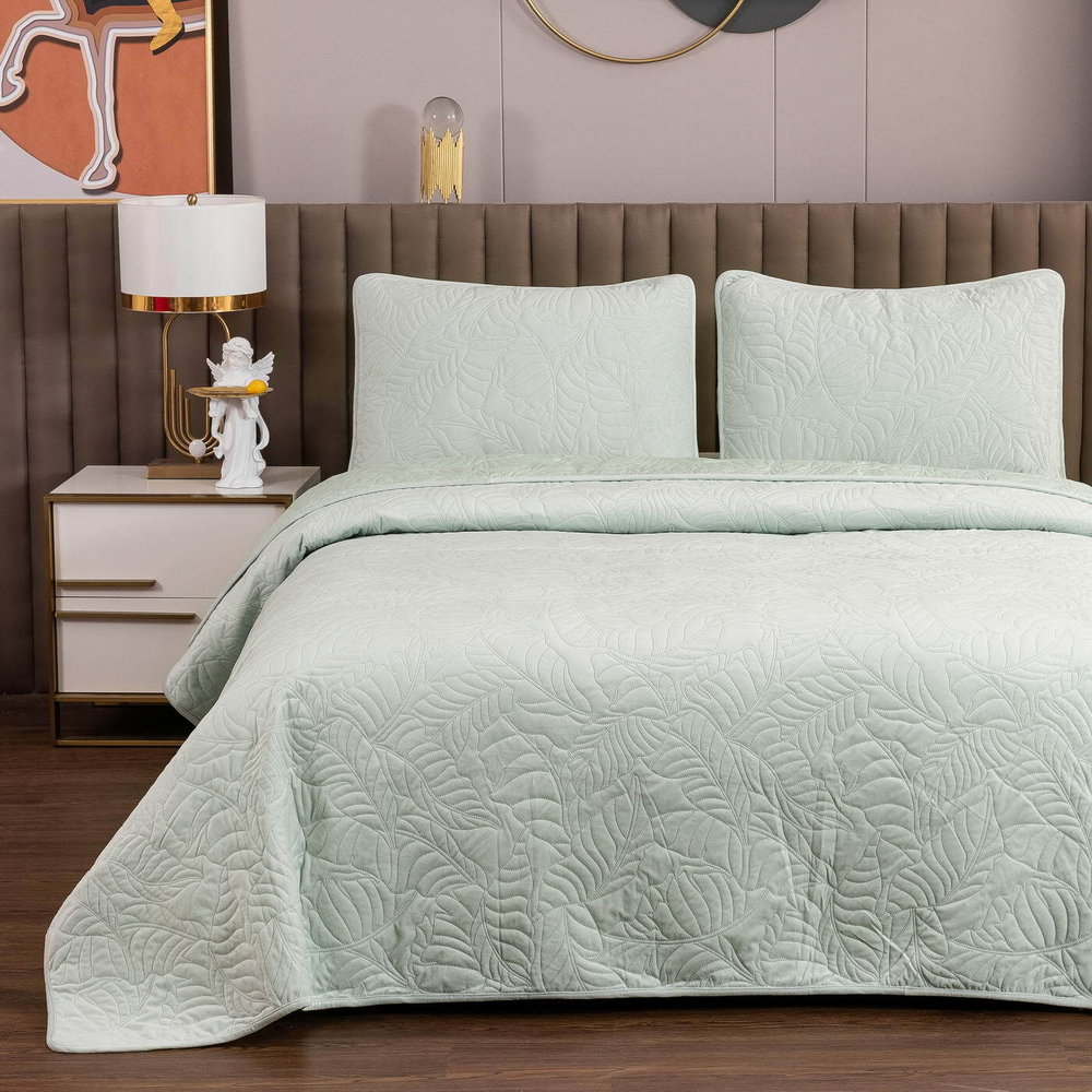 Покрывало 160х220 и наволочка 50х70 Sofi De MarkO Мелисса ментол