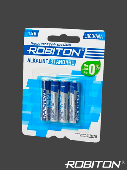 Батарейка ROBITON Alkaline Standard AAA / LR03 BL4, в упаковке 4 шт.