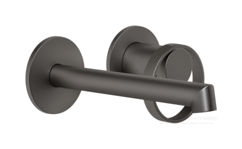 Смеситель для раковины Gessi Anello, настенный, короткий излив, встраиваемый, цвет Black Metal Brushed PVD