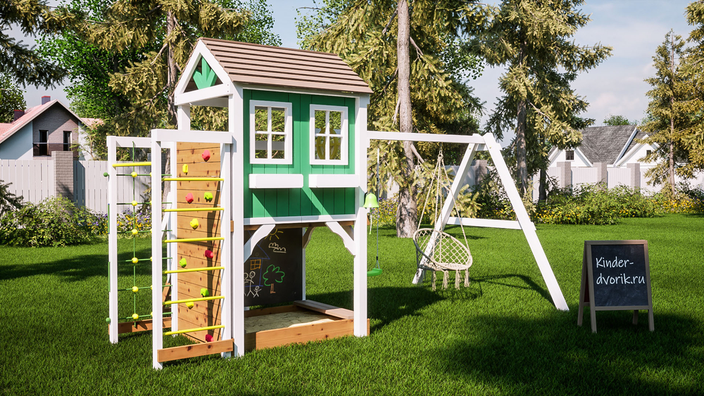 Детский домик с качелями "Прованс - спорт"