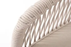 "Канны" правый модуль плетеный из роупа, основание дуб, роуп бежевый круглый, ткань бежевая 052