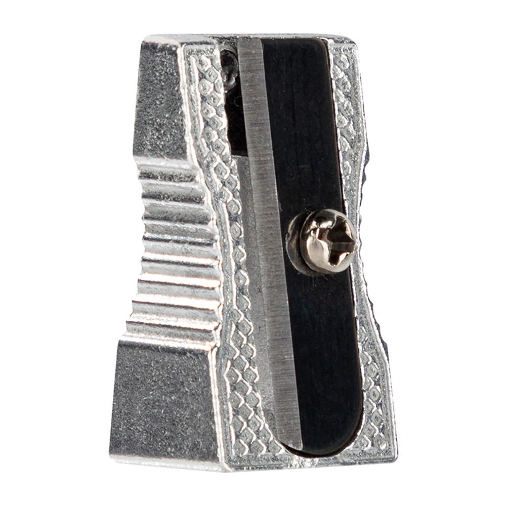 Точилка DELI "39761" металлическая, 1 отверстие, скошенный корпус, серебро