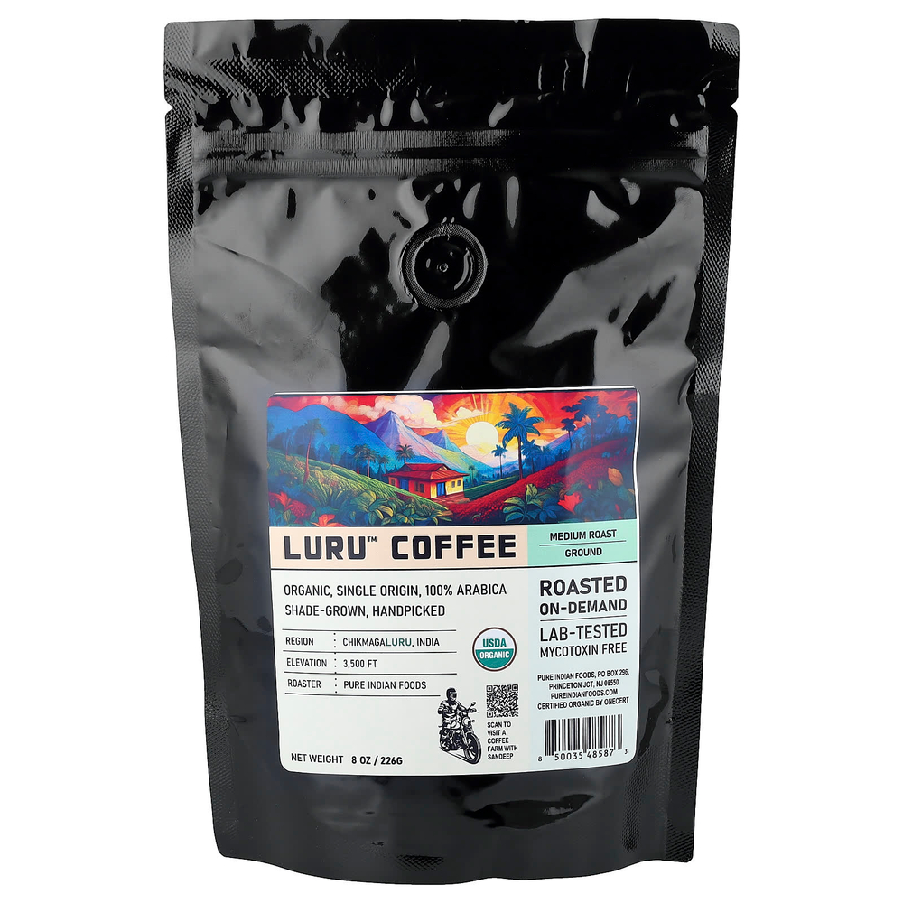 Pure Indian Foods, Luru™, кофе, молотый, средней обжарки, 226 г (8 унций)