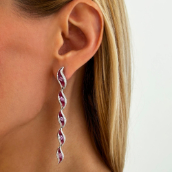 Серьги с Розовыми Сапфирами и Бриллиантами, Эмаль, E0123-81/1