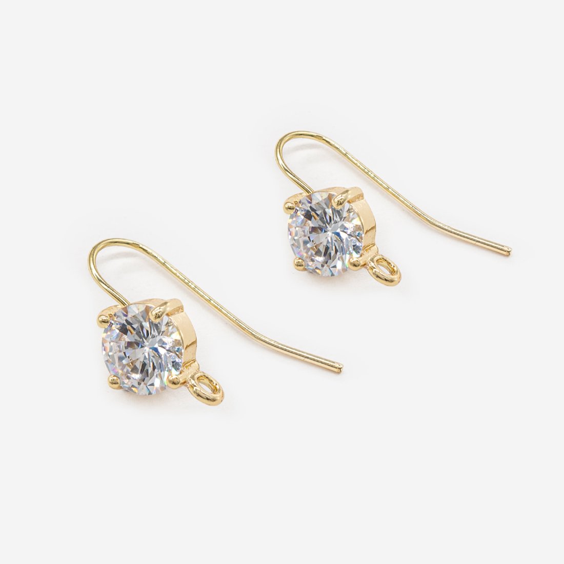 Швензы-крючки с акцентным фианитом, 9,5мм, позолота