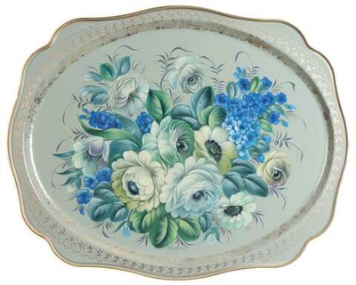 Жостовский поднос декоративный, размер 52х42 см (A27), металлический