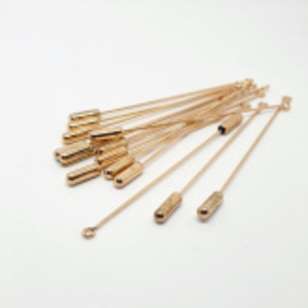 Основа - игла - пин для броши  Розовое Золото 7 см