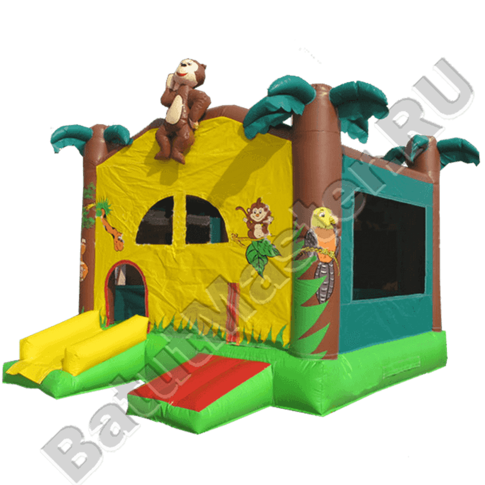 Коммерческий надувной батут "Джунгли" с крышей