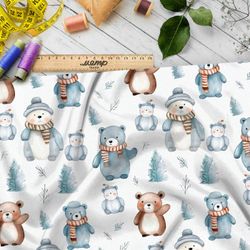 Ткань премиум Оксфорд 600D зимние медведи