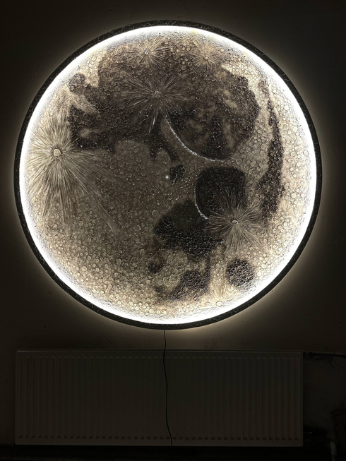 Панно светильник - Текстурная Луна (150 см) на стену