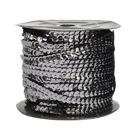 Тесьма пайетки, 6мм, 73м (2 черный)