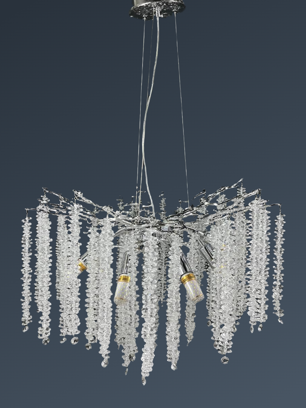 Люстра подвесная Lanbos 98040-600-G1-8 Y, 8 ламп Е14, до 18 кв м, хром