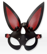 Черно-красная кожаная маска с длинными ушками (Цвет: черный с красным)