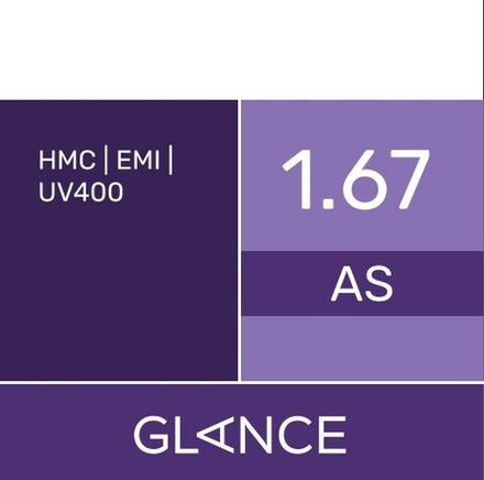 Линза для очков Glance 1.67 AS HMC/EMI/UV400 (астигматические)