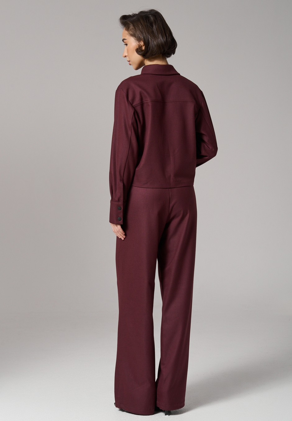 Рубашка-жакет укороченная бордовая