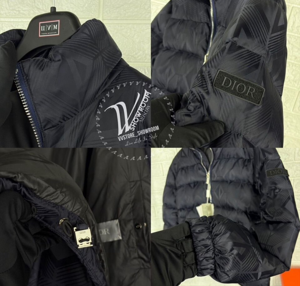 Пуховик CD Dior премиум темно-синий