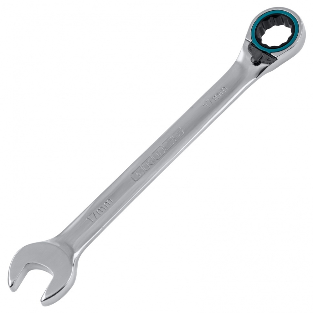 Набор ключей комбинированных с трещоткой, 8-19 мм, 7 шт, реверсивные, CrV Gross