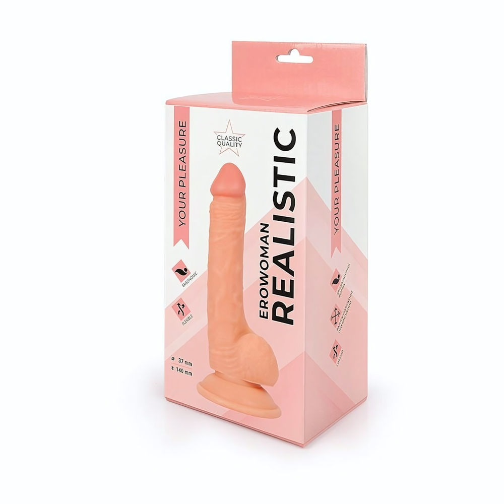 Реалистичный телесный фаллоимитатор Erowoman - 19,5 см. (Цвет: телесный)