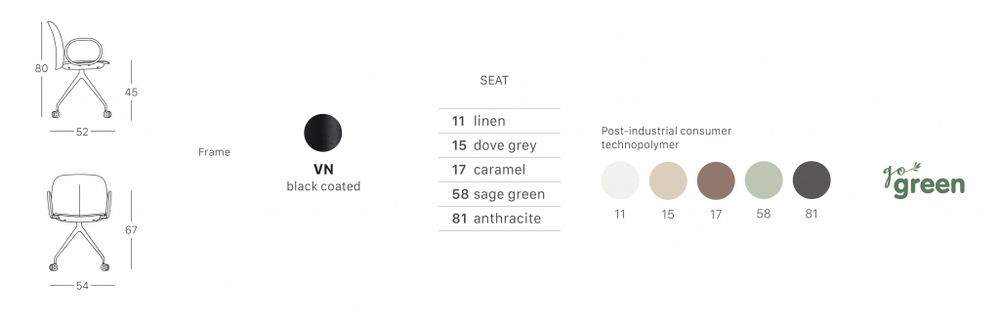 Кресло офисное пластиковое Scab Design Mentha Go Green, черный, антрацит