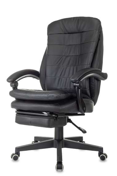 Кресло руководителя Бюрократ T-9950MSG-F черный эко.кожа крестов. пластик подст.для ног
