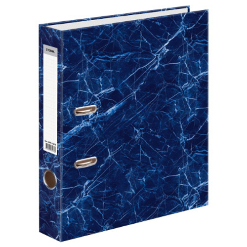 Папка-регистратор СТАММ, 50мм, мрамор, синяя И