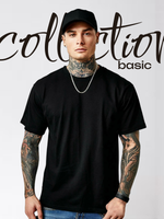 5003 футболка мужская однотонная черная (56)