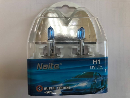Лампа H1 12V 55W P14,5s набор +50% Super White (NAITE)