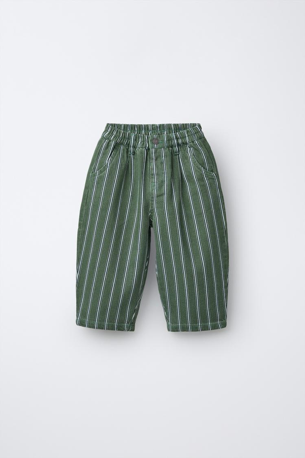 ZARA БРЮКИ BAGGY В ПОЛОСКУ, МЯГКИЙ ЗЕЛЕНЫЙ