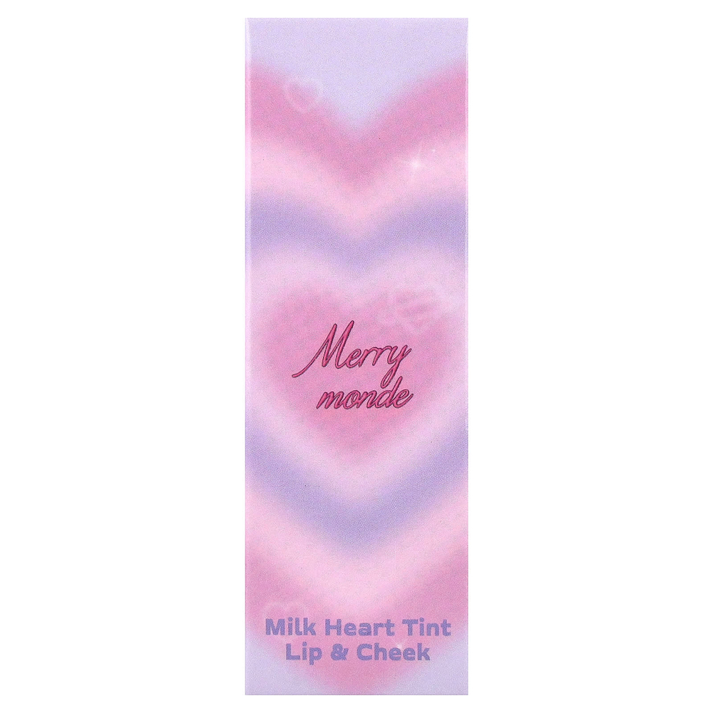 Merrymonde, Milk Heart Tint, Lip & Cheek, 04 розово-лиловое молочко, 5 г