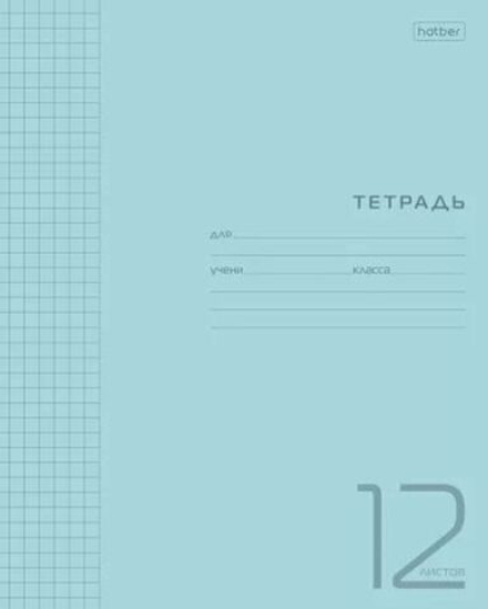 Тетрадь А5 12л кл. Hatber пласт.обл. "Голубая" белизна 100%