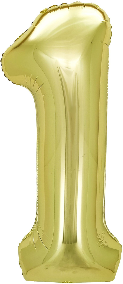 Шар (40''/102 см) Цифра, 1, Белое золото, 1 шт. в уп.