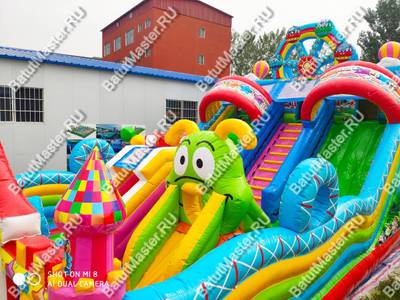 Коммерческий надувной батут "Парк развлечений 2" 12*7*7 м без фигуры клоуна