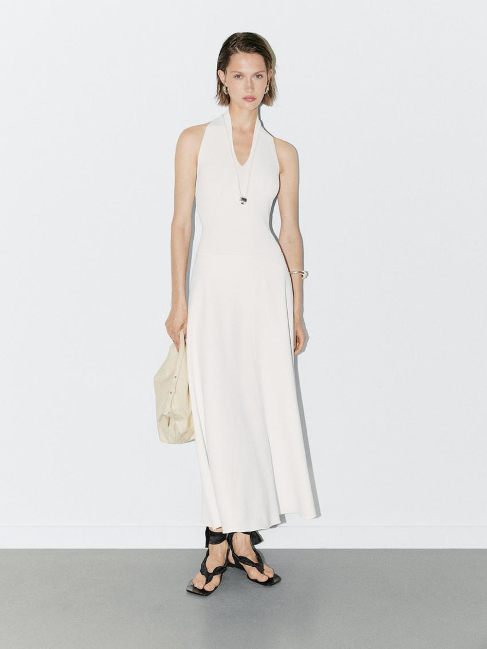 Massimo Dutti Трикотажное боди с V-образным вырезом - Studio, белый