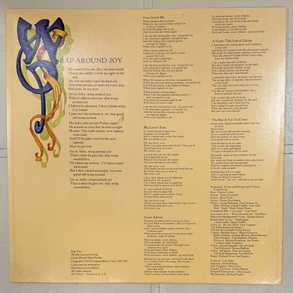 Carole King ‎– Wrap Around Joy (США 1974г.)