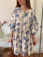 Платье Мари-мини для беременных и кормящих, Кремовый с синими цветами