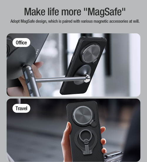 Чехол с поддержкой MagSafe от Nillkin на Huawei Mate 70 Pro и 70 Pro+ с металлической откидной крышкой, серия CamShield Prop Magnetic Case