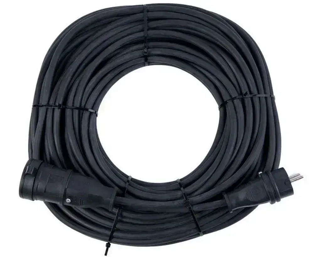 Удлинитель силовой строительный ПВС2х2,5 /20 м каучуковый вилка и розетка б/з