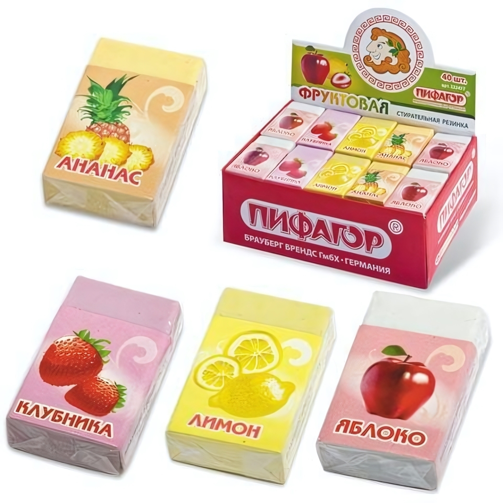 Ластик "Фрукты" ароматизированная, в ассорт. (Пифагор)