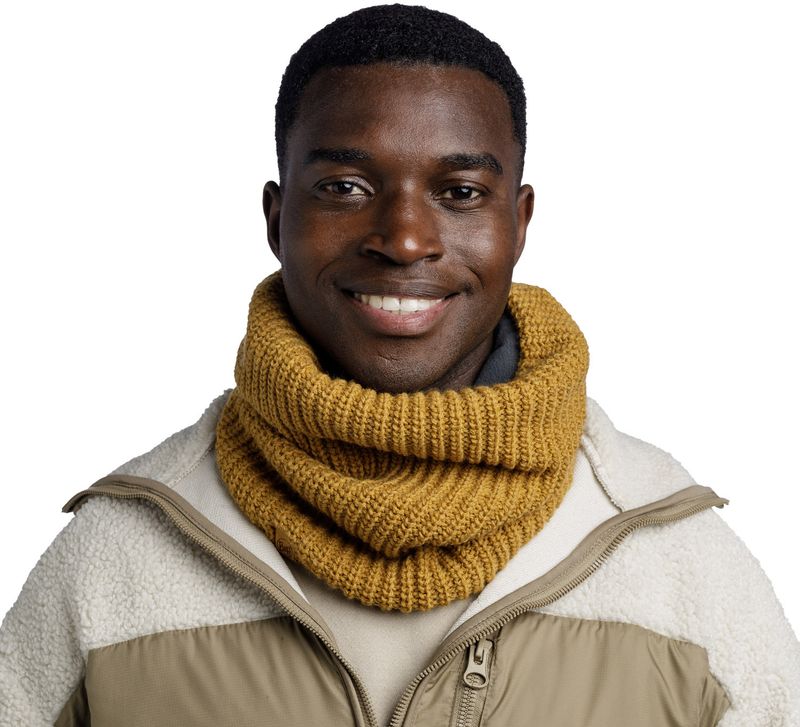 Вязаный шарф-труба с флисом Buff Knitted & Fleece Neckwarmer Jarn Ocher Фото 2
