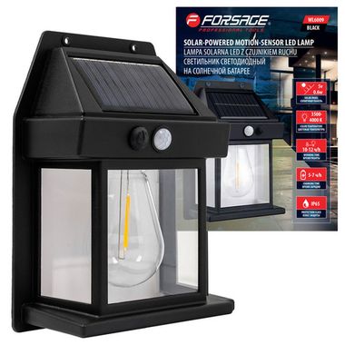 Светильник светодиодный на солнечной батарее с датчиком движения (черный) Forsage F-WL6009 Black