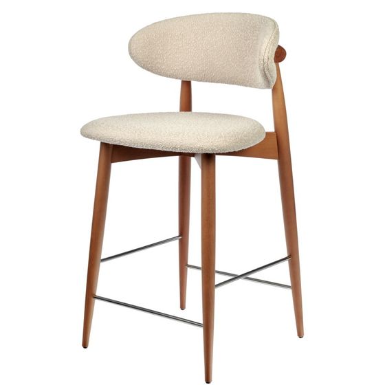 Полубарный стул Mod, бежевое букле, ножки цвета орех