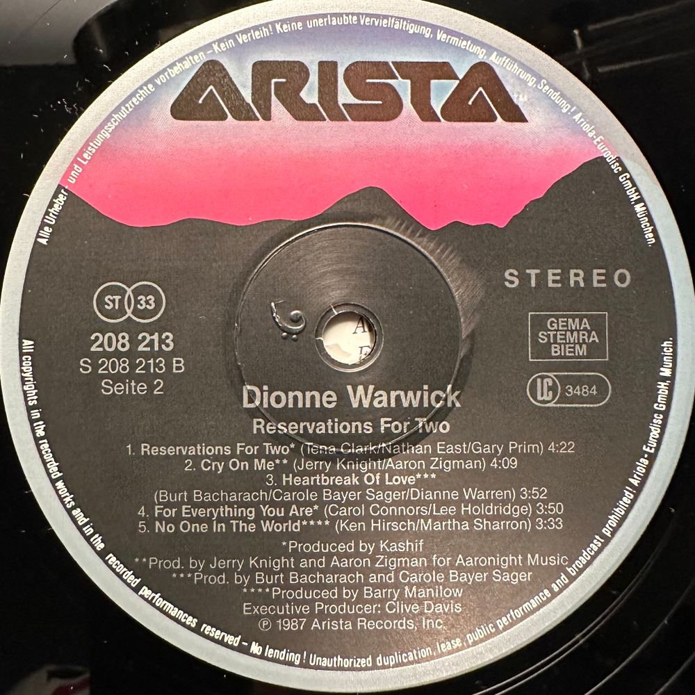 Dionne Warwick - Reservations For Two (Европа 1987г.)