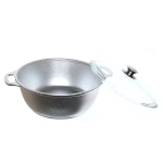 Кастрюля-жаровня алюминевая 4 л литой алюминий со стеклянной крышкой КМ-ж42