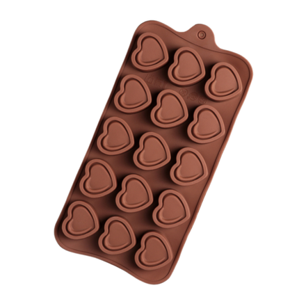 Форма силиконовая для шоколада "Сладкое сердце" 15 ячеек