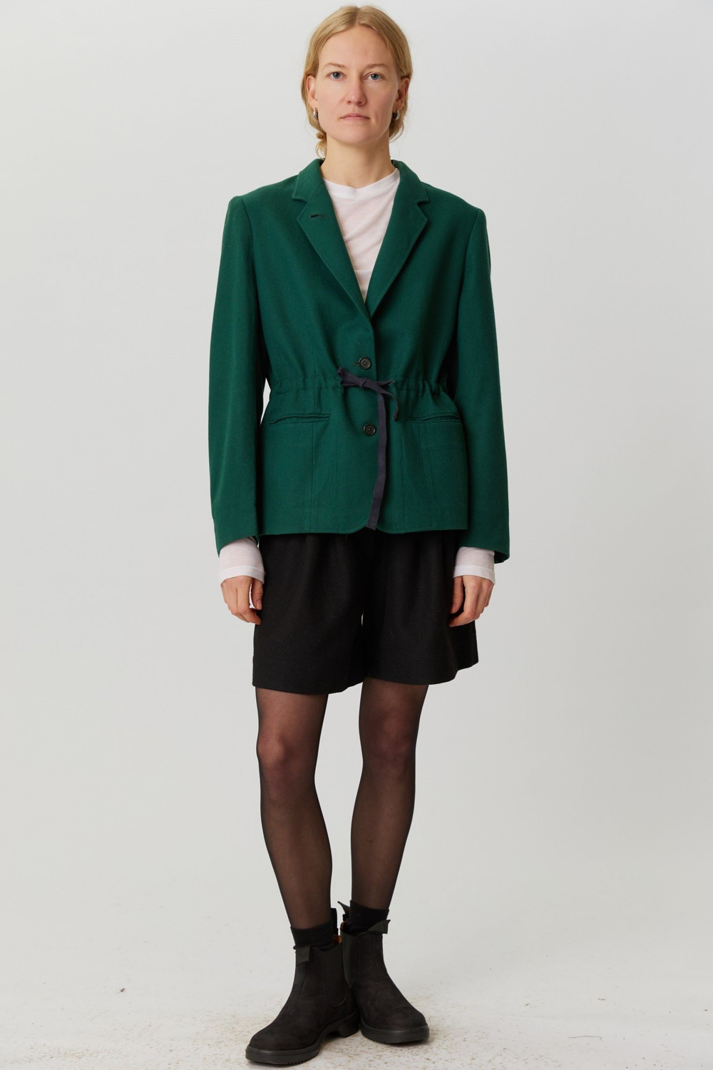 Винтажный изумрудный жакет с кулиской