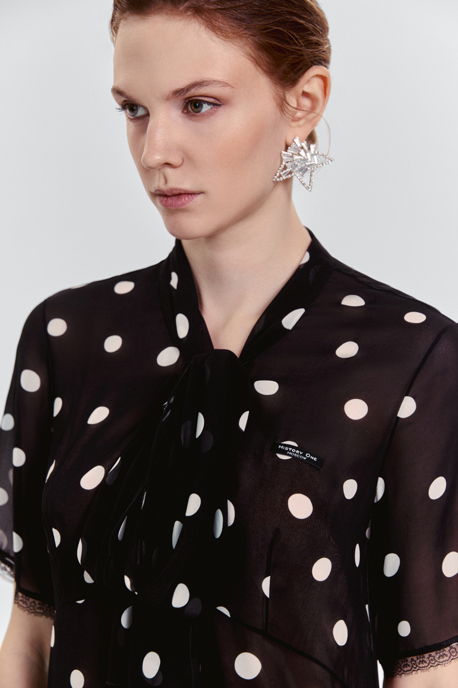 Платье в горох из шифона