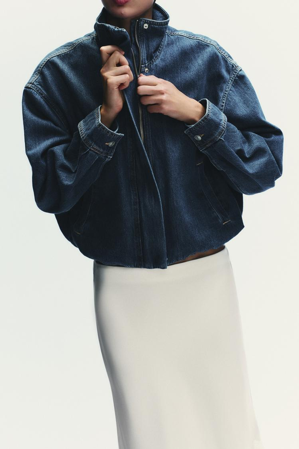 ZARA ДЖИНСОВАЯ КУРТКА TRF, СИНИЙ