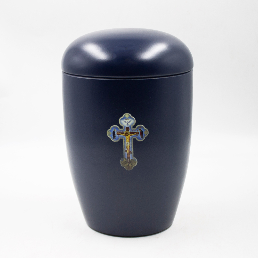 Урна для праха биоразагаемая "Эдем" синяя Крест